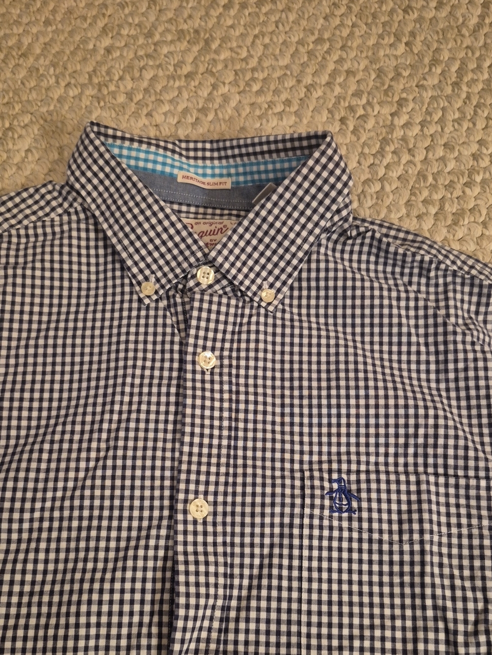 Original Penguin Navy & White Gingham Button-Down Shirt